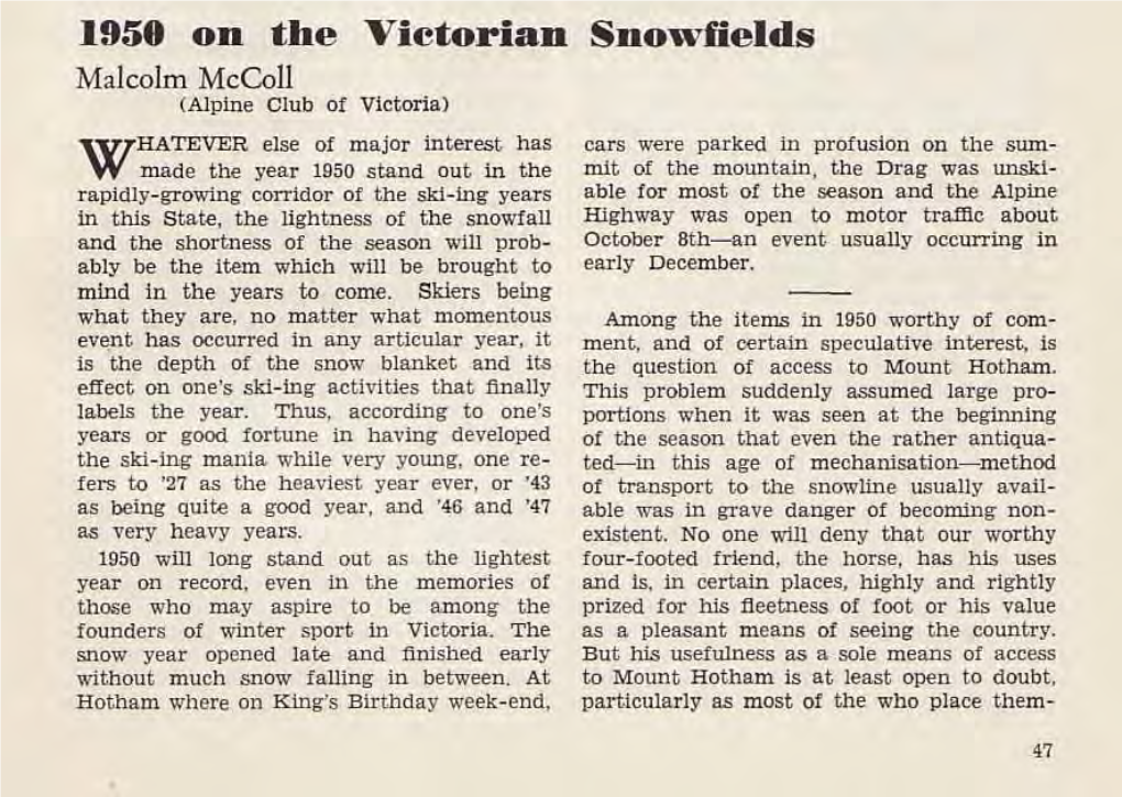 1958 on the Victorian Snowfields