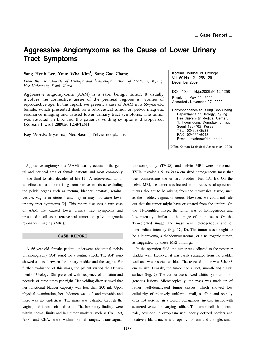 Aggressive Angiomyxoma As the Cause of Lower Urinary Tract Symptoms