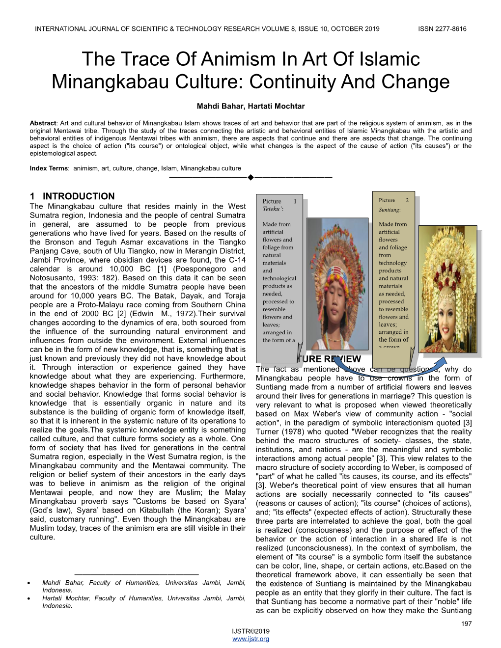 The Trace of Animism in Art of Islamic Minangkabau Culture: Continuity and Change