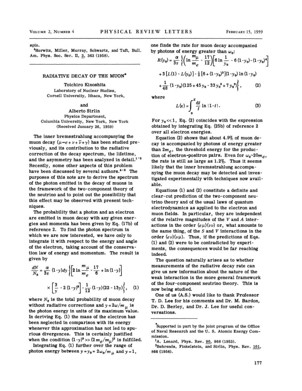 RADIATIVE DECAY of the MUON* + S [L (1) L (Yo)1- O [6+ {1-Yo)'1{1-Yo)»(1-Yo)