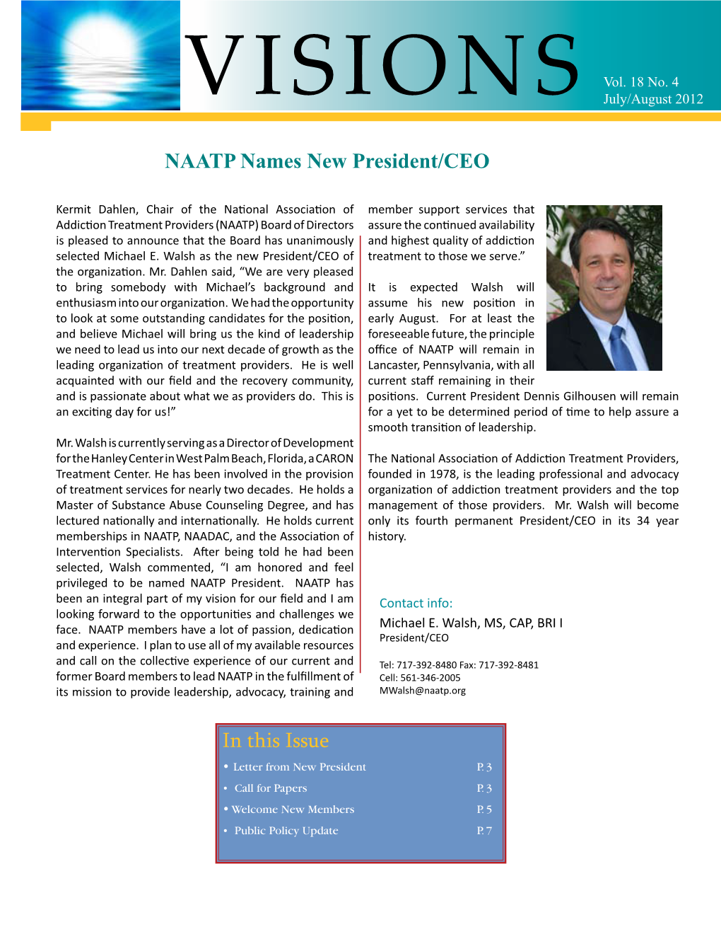 In This Issue NAATP Names New President/CEO