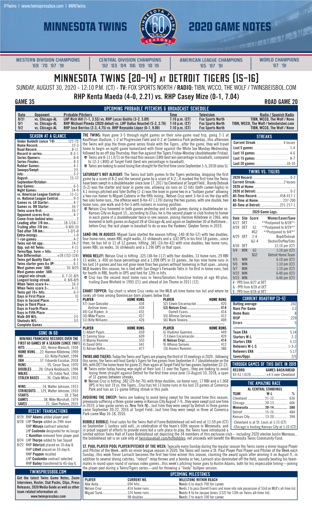 Twins Notes 8-30 at DET (1).Pdf