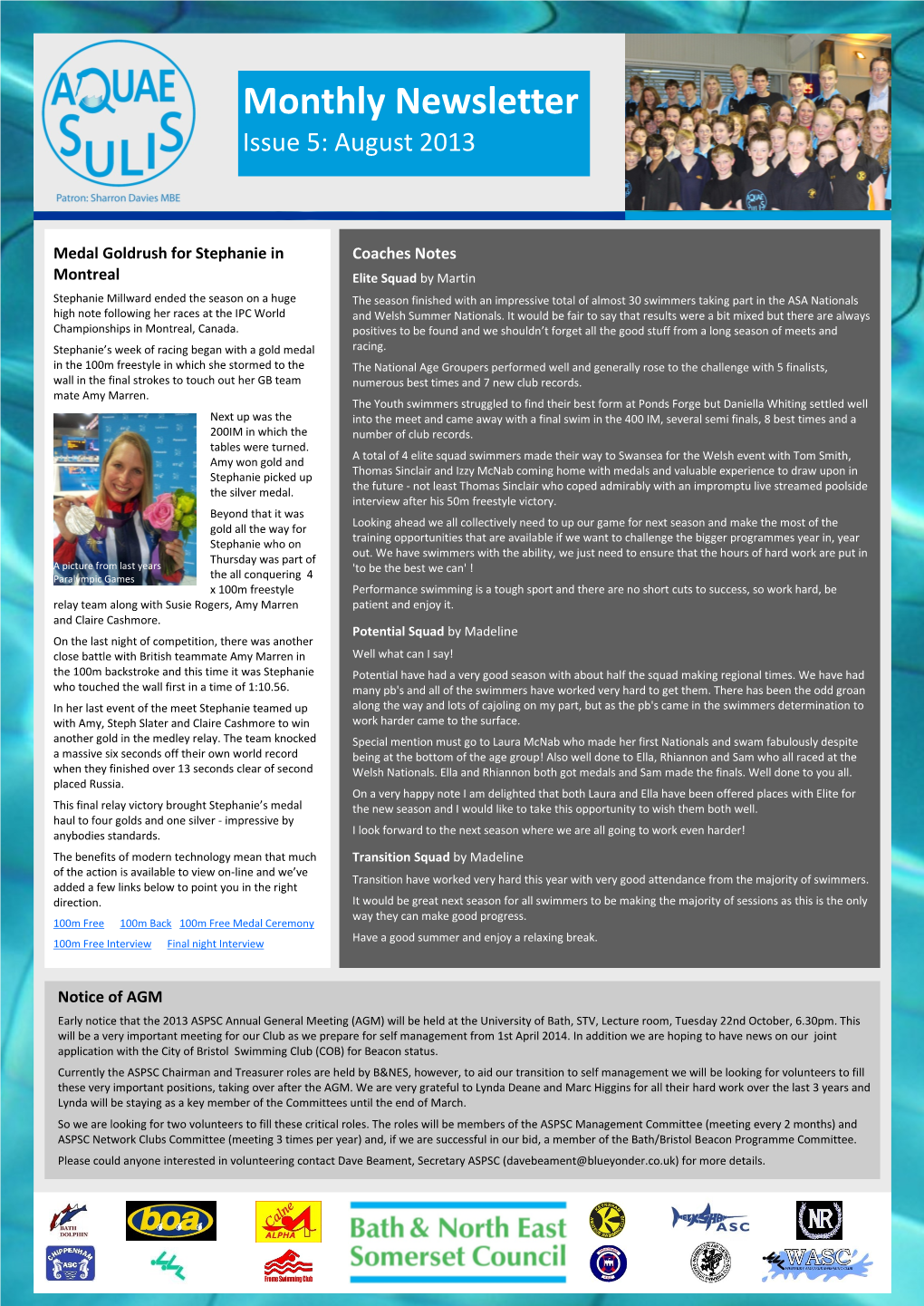 Newsletter Issue 5: August 2013