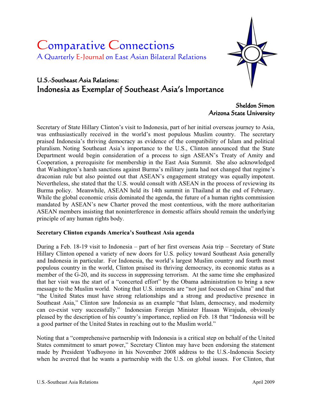 Comparative Connections a Quarterly E-Journal on East Asian Bilateral Relations