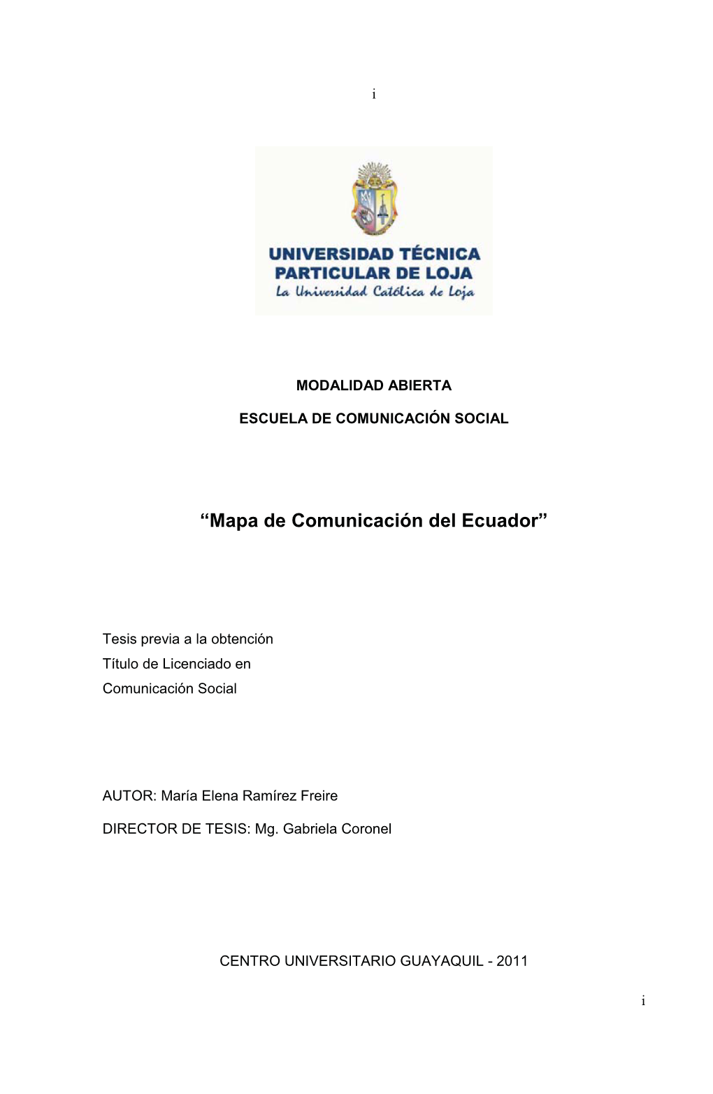 “Mapa De Comunicación Del Ecuador”