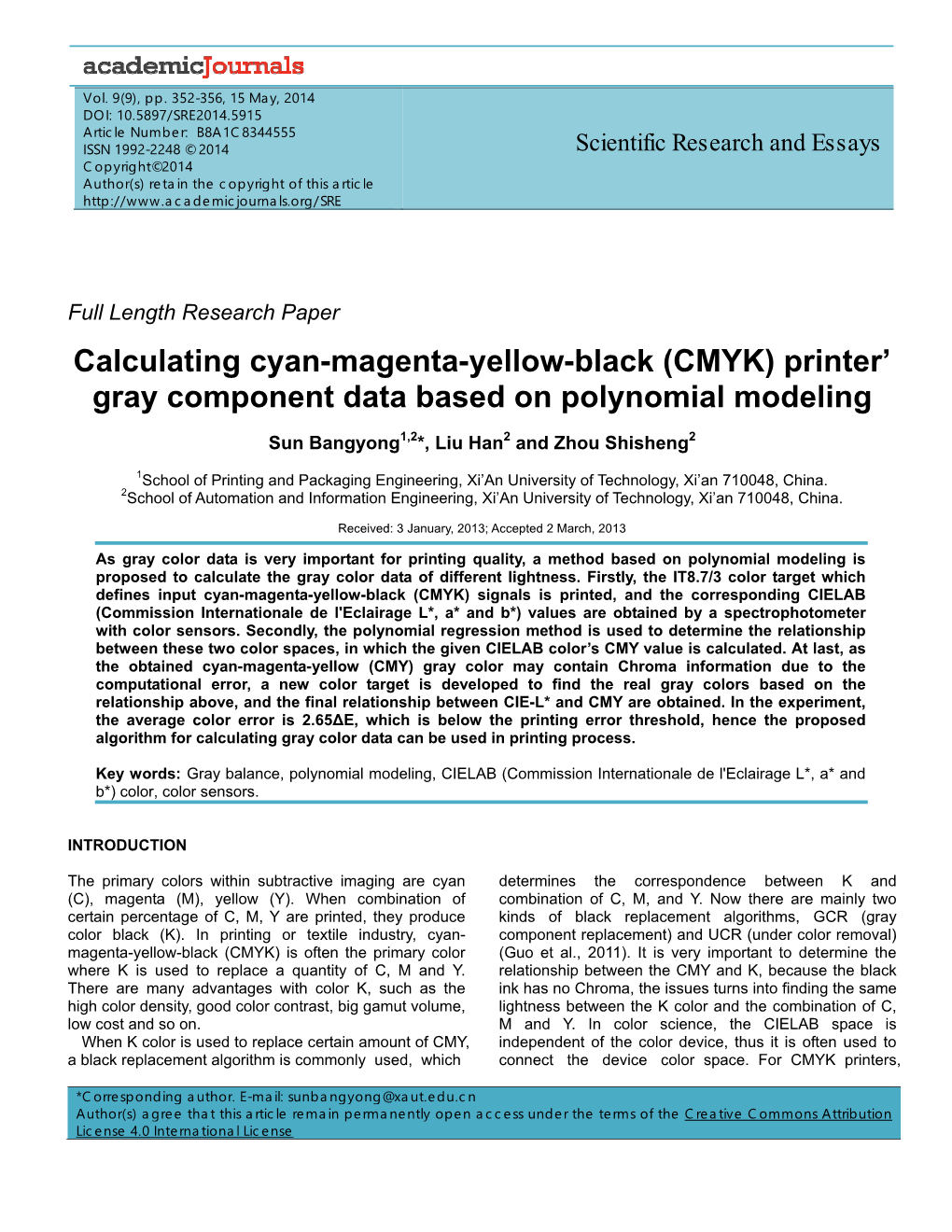 CMYK) Printer’ Gray Component Data Based on Polynomial Modeling