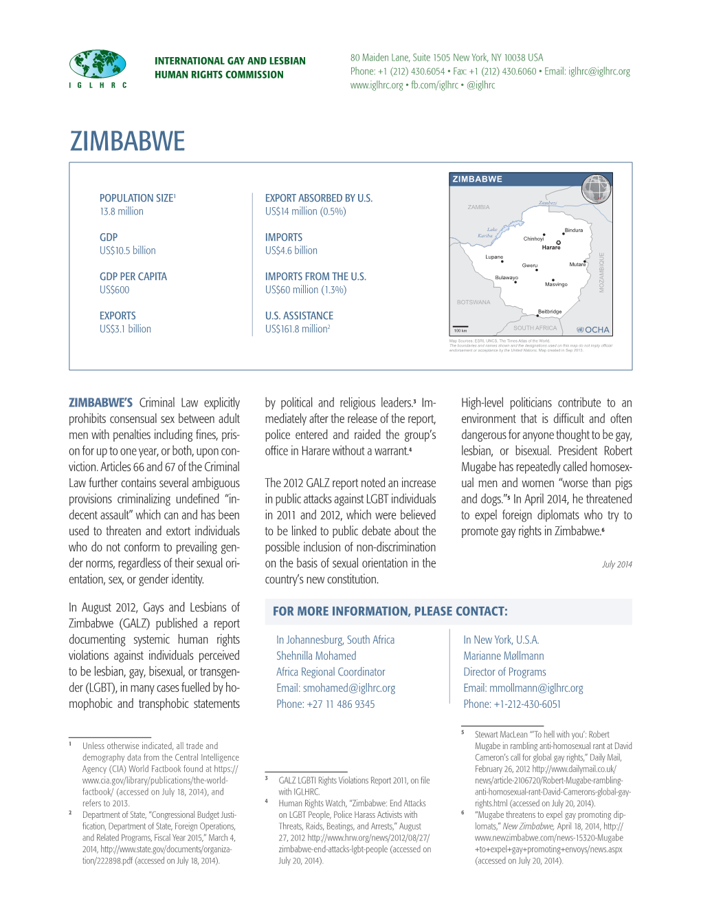 Zimbabwe Fact Sheet