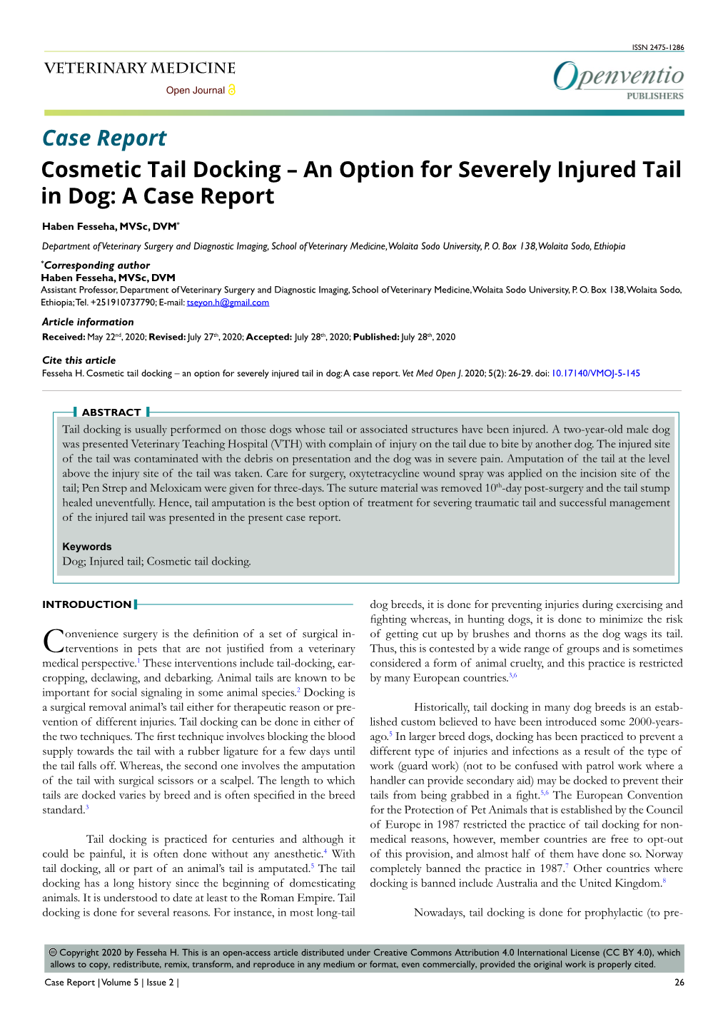 An Option for Severely Injured Tail in Dog: a Case Report