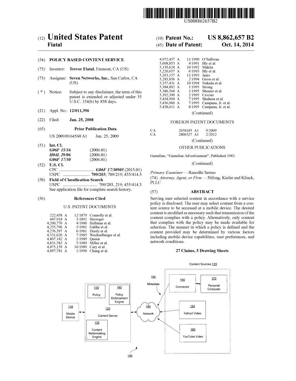 (12) United States Patent (10) Patent No.: US 8,862,657 B2 Fiatal (45) Date of Patent: Oct