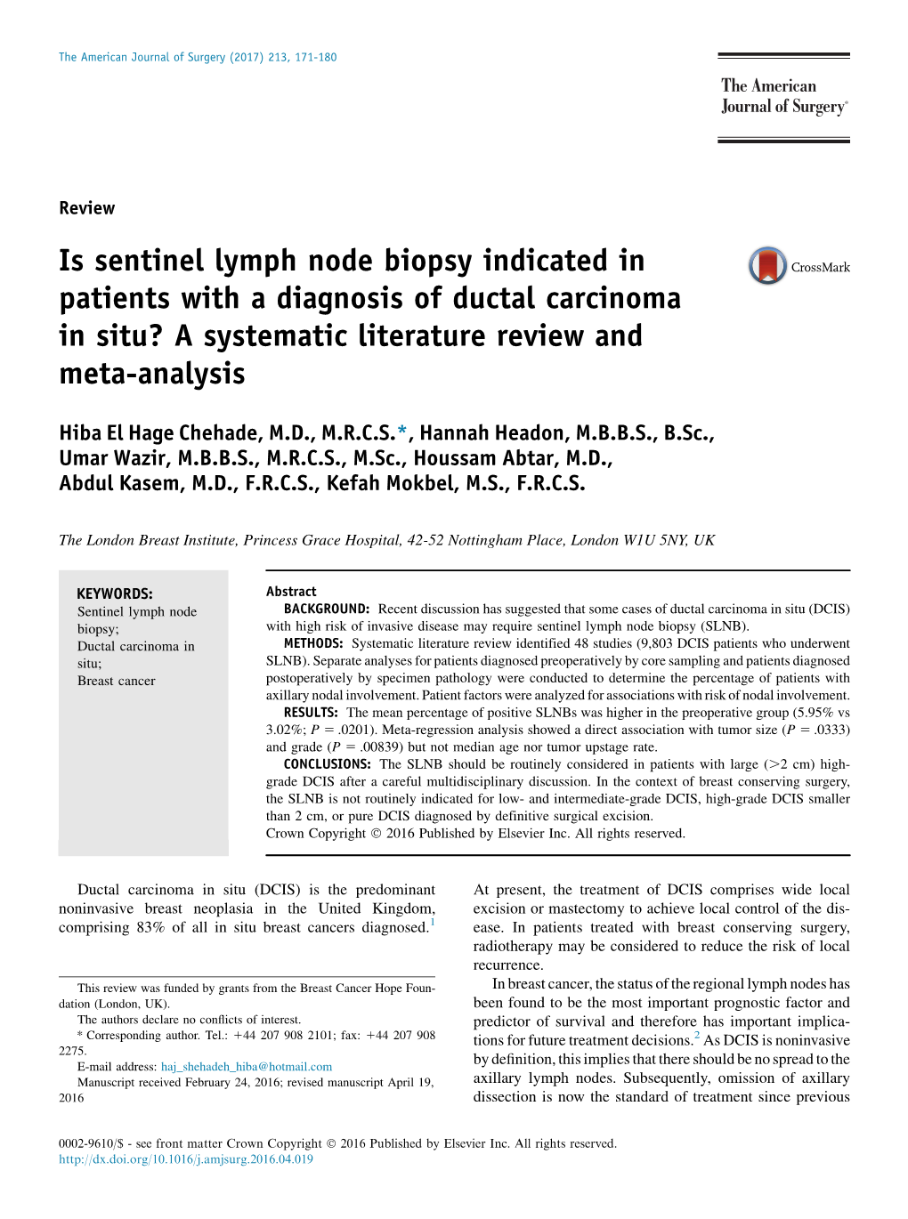 Is Sentinel Lymph Node Biopsy Indicated in Patients with a Diagnosis of Ductal Carcinoma in Situ? a Systematic Literature Review and Meta-Analysis