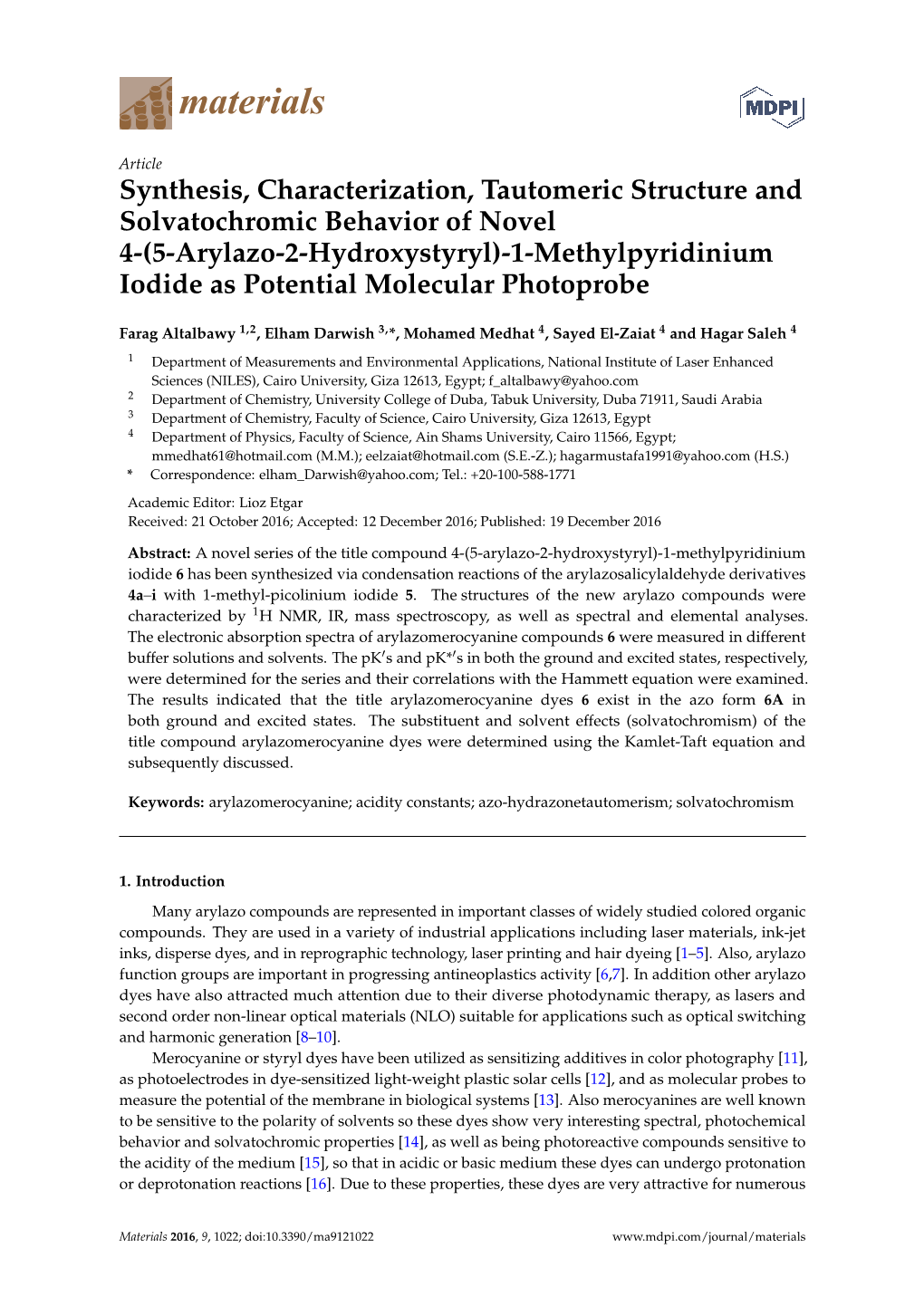 Synthesis, Characterization, Tautomeric Structure And