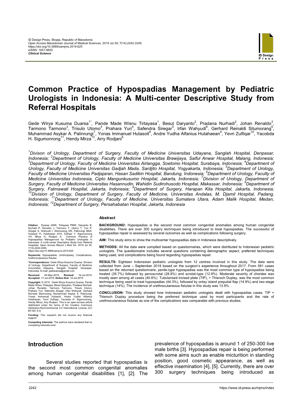 A Multi-Center Descriptive Study from Referral Hospitals