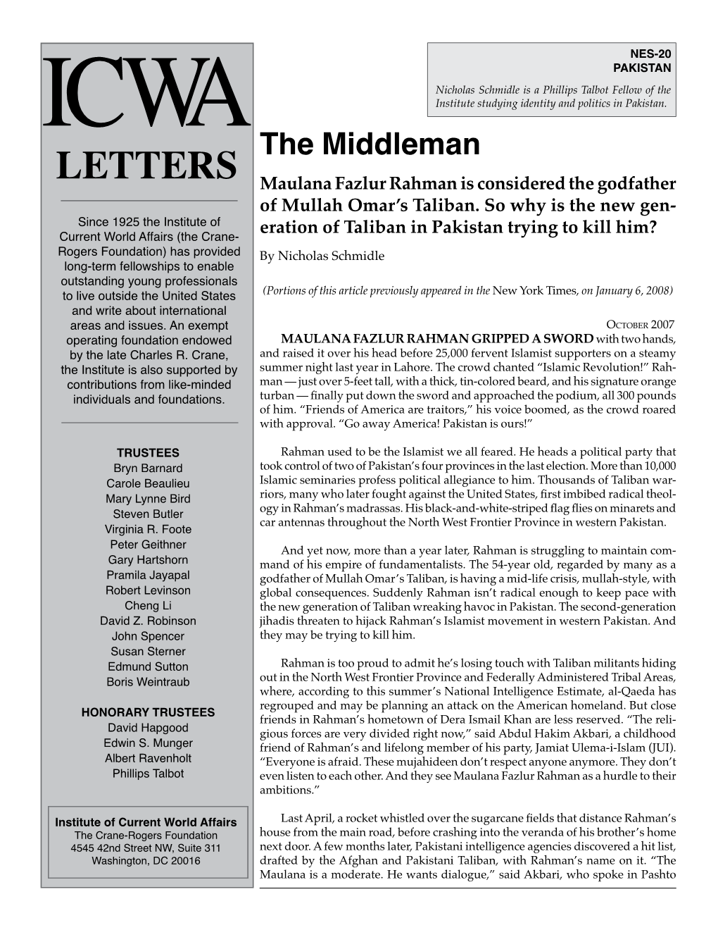 The Middleman: Maulana Fazlur Rahman Is Considered The