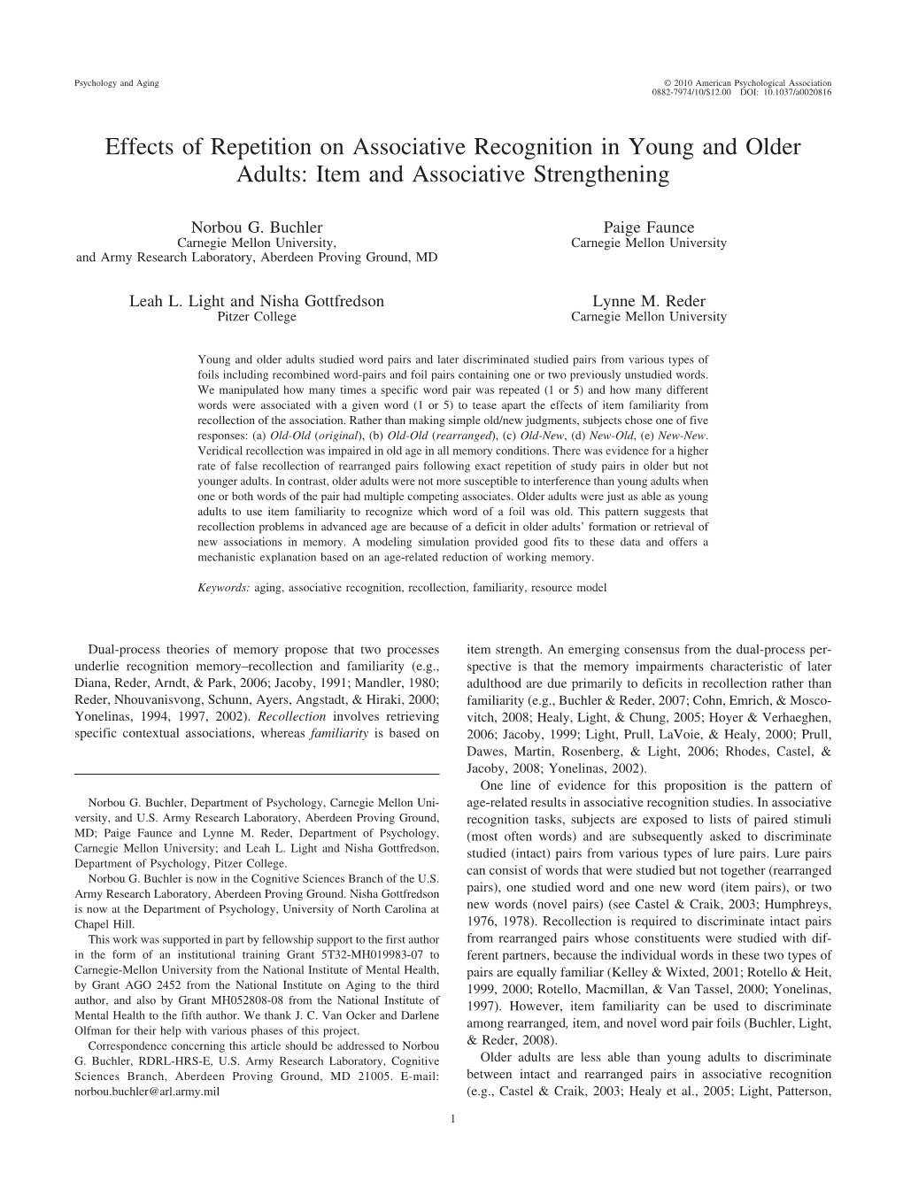 Effects of Repetition on Associative Recognition in Young and Older Adults: Item and Associative Strengthening