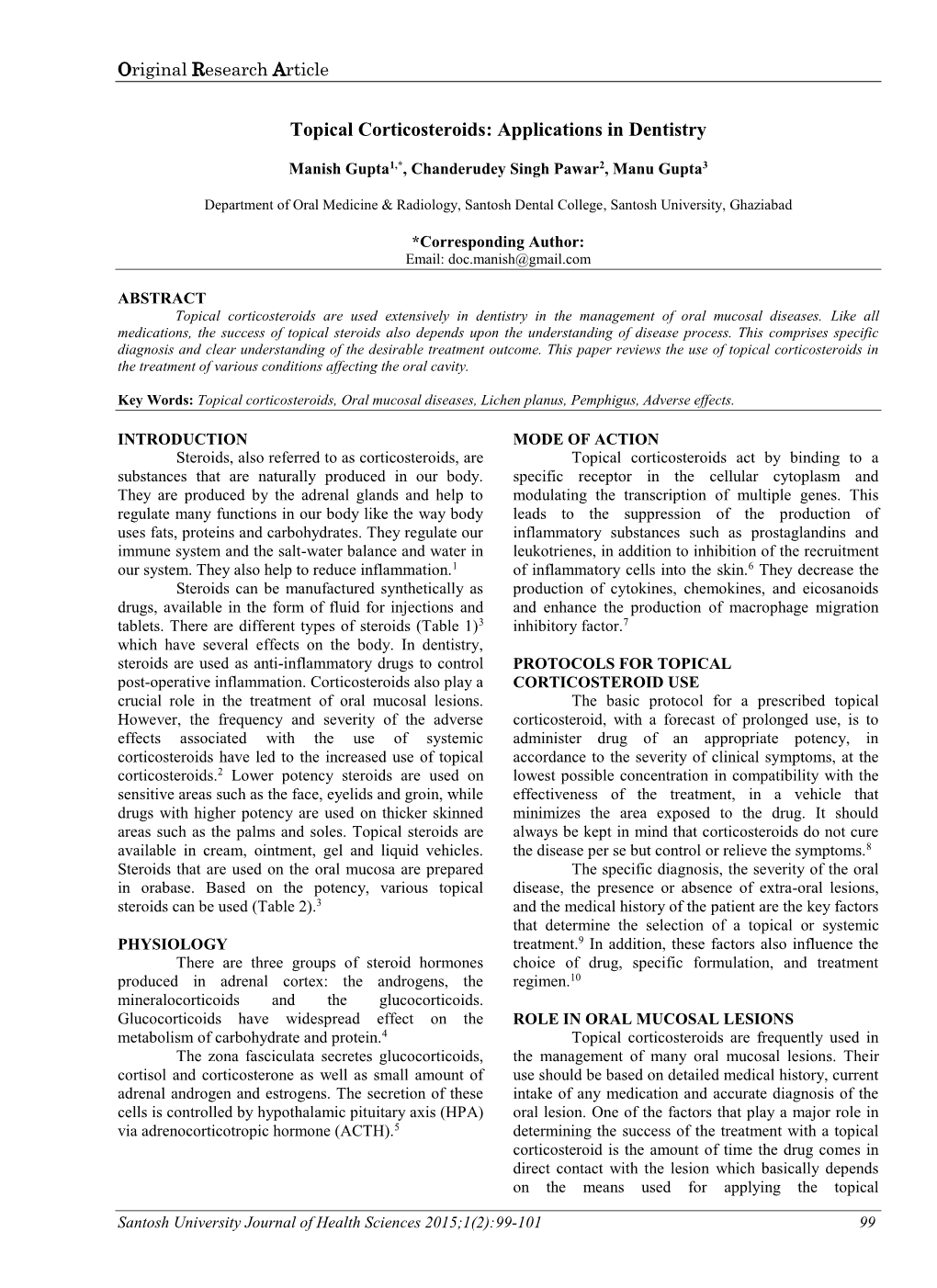 Topical Corticosteroids: Applications in Dentistry