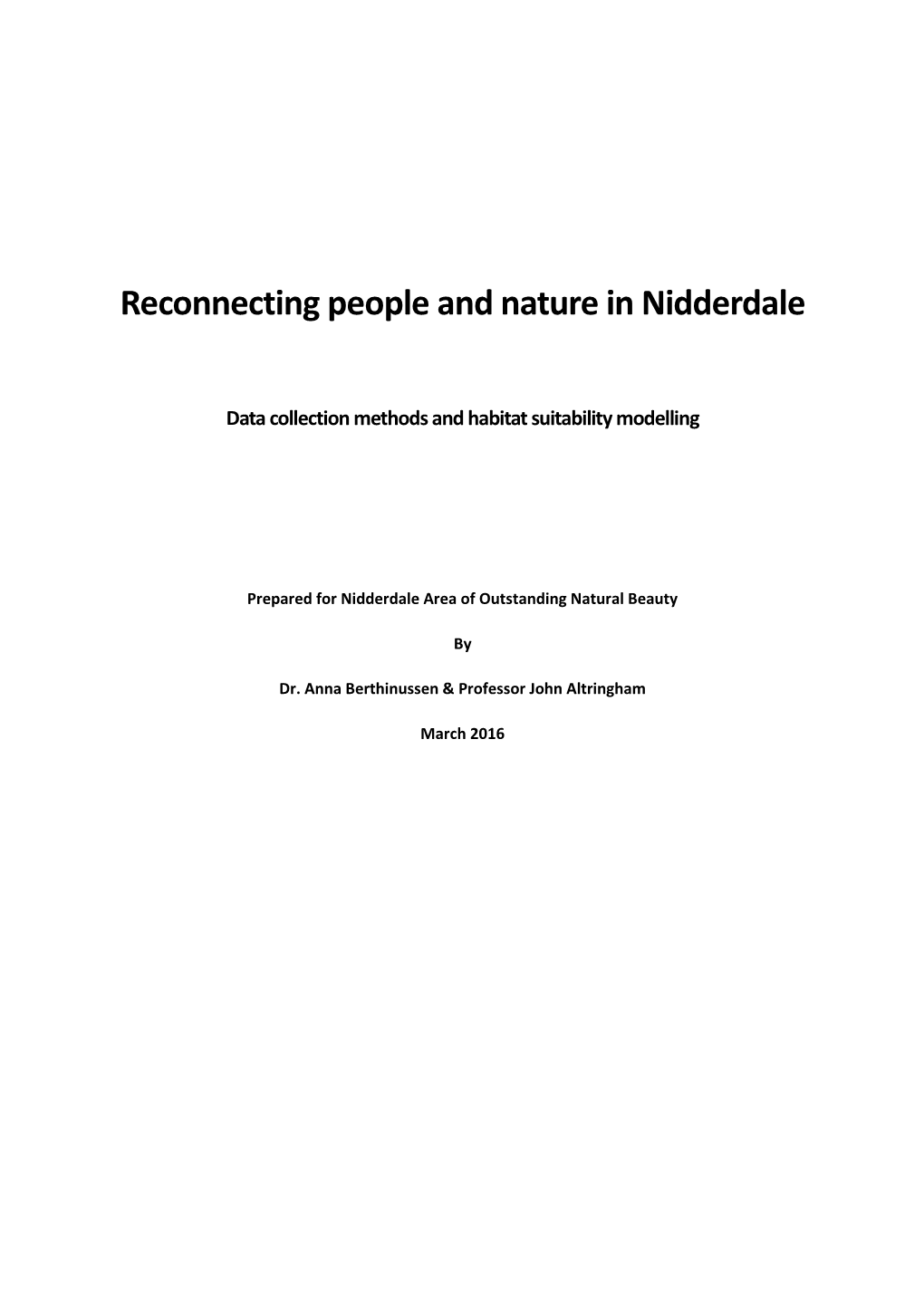 Reconnecting People and Nature in Nidderdale