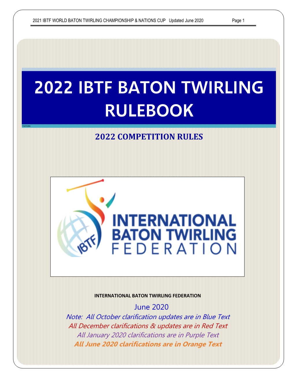 2022 Ibtf Baton Twirling Rulebook