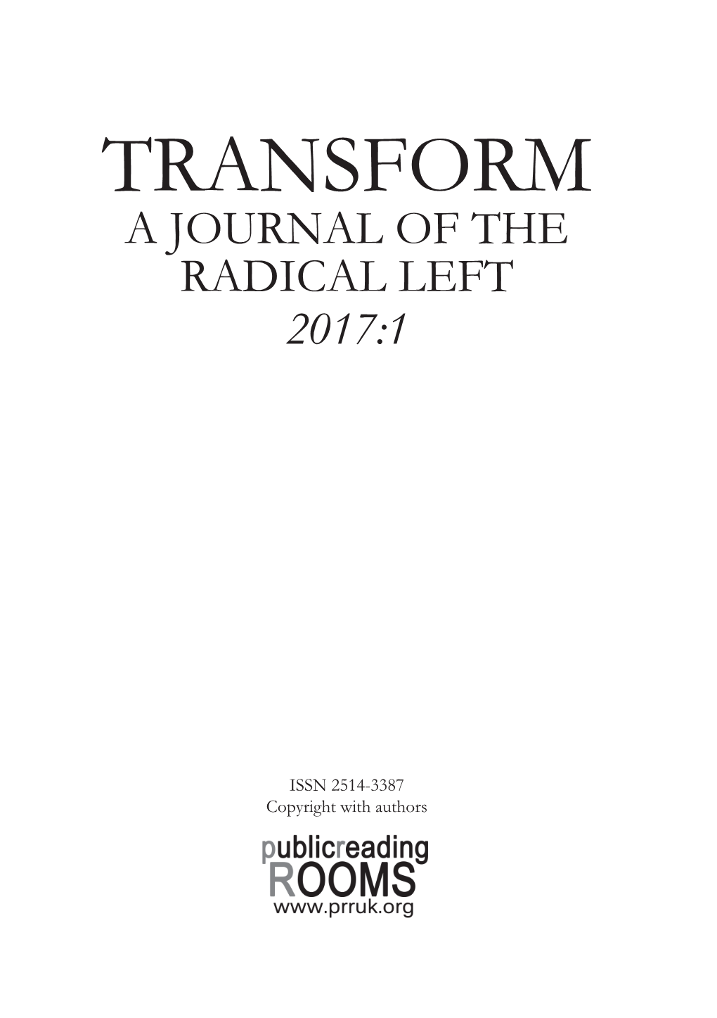 Transform a Journal of the Radical Left 2017:1