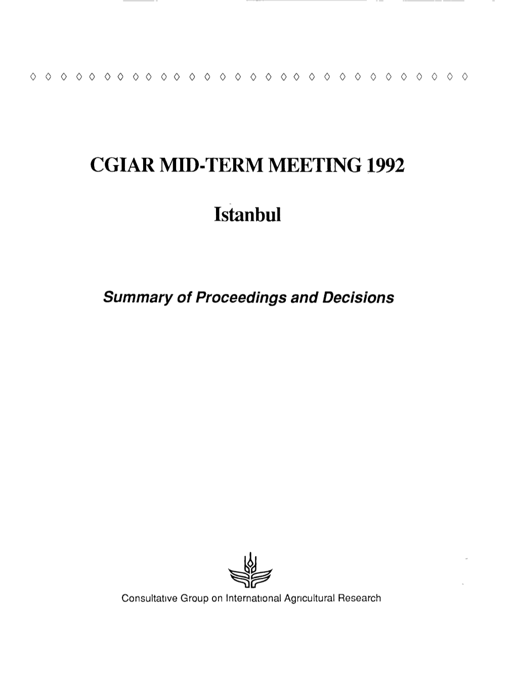 Cgiar Mid-Term Meeting 1992