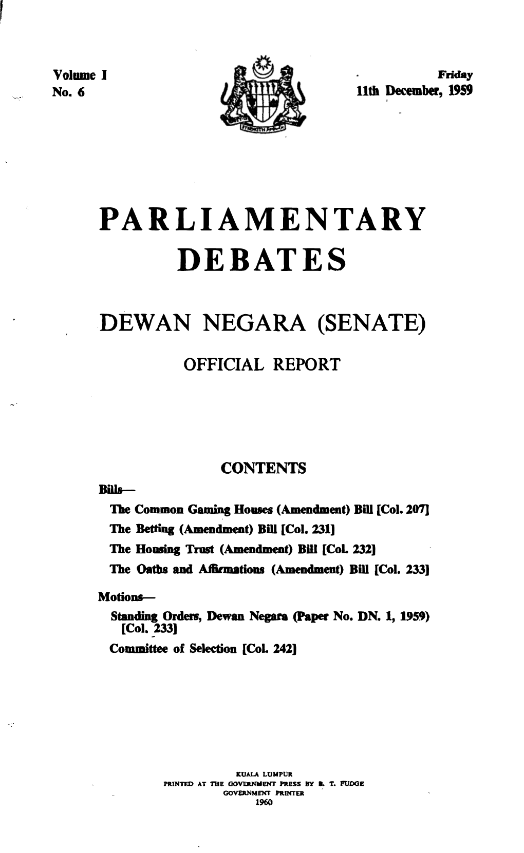 Parliamentary Debates