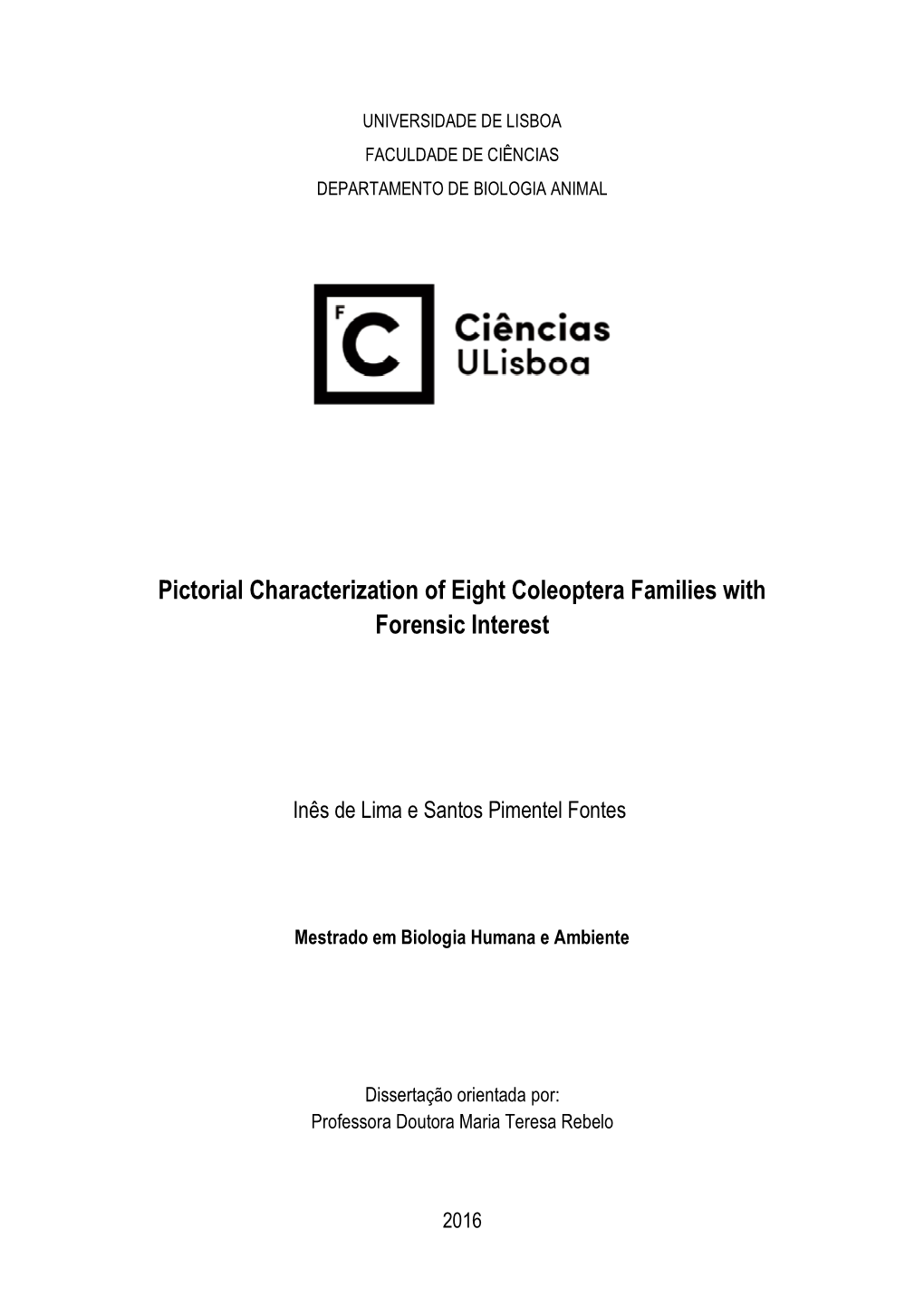 Pictorial Characterization of Eight Coleoptera Families with Forensic Interest