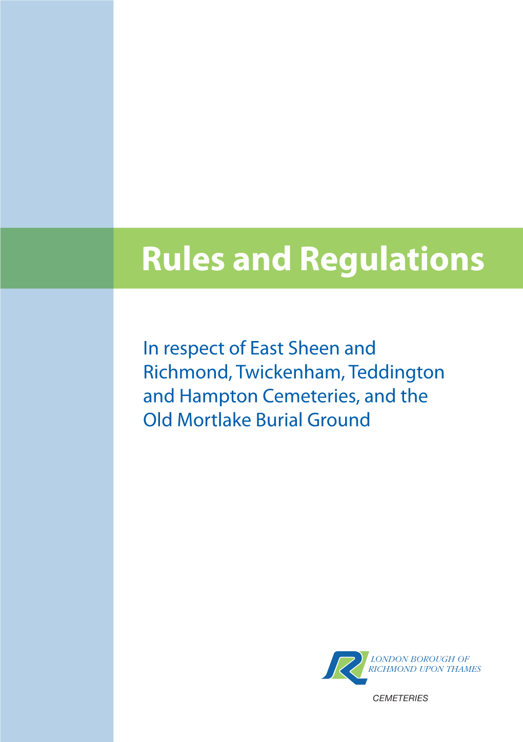 Cemetery Rules and Regulations Booklet