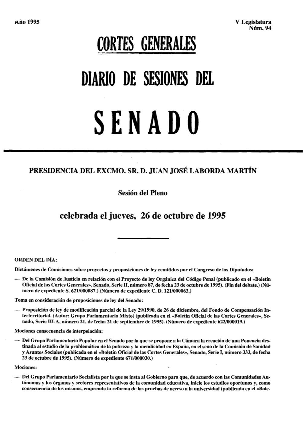 Cortes Generales Diario De Sesiones Del Senado