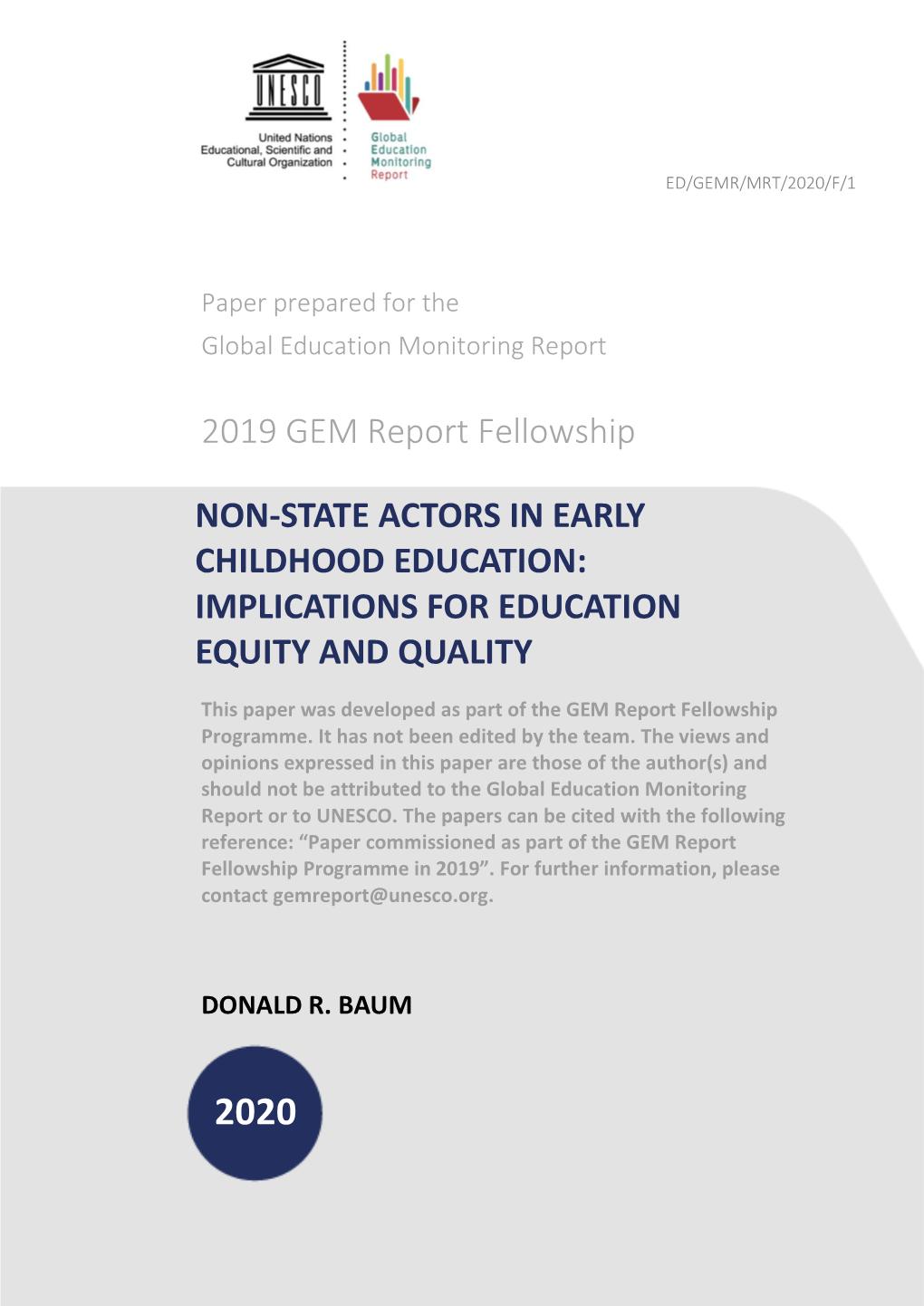 Non-State Actors in Early Childhood Education Is Limited