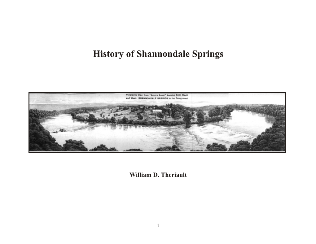 History of Shannondale Springs