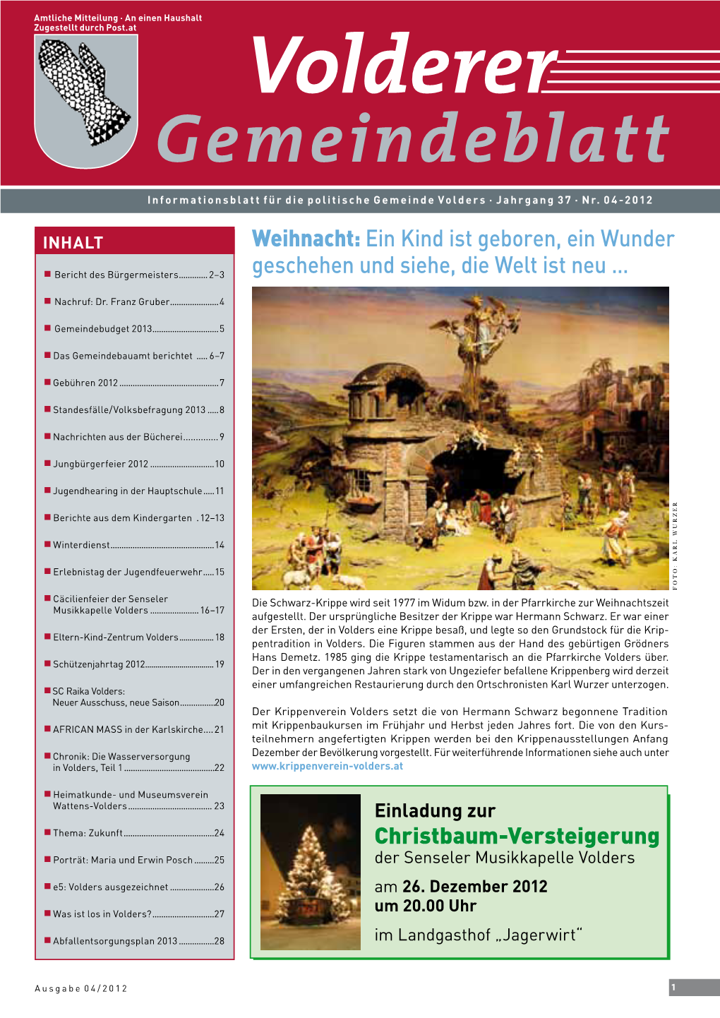 Gemeindeblatt Informationsblatt Für Die Politische Gemeinde Volders · Jahrgang 37 · Nr