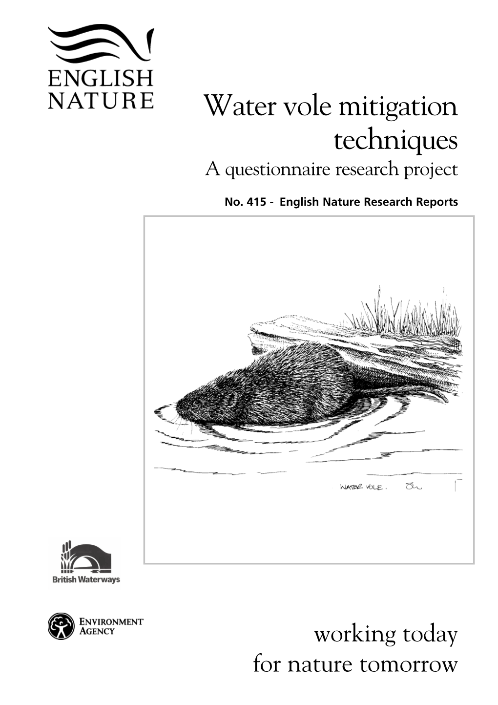 Water Vole Mitigation Techniques a Questionnaire Research Project