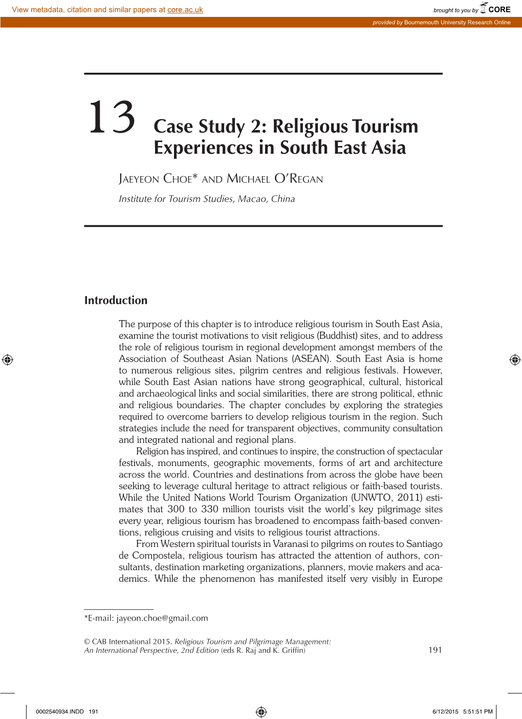 13 Case Study 2: Religious Tourism Experiences in South East Asia