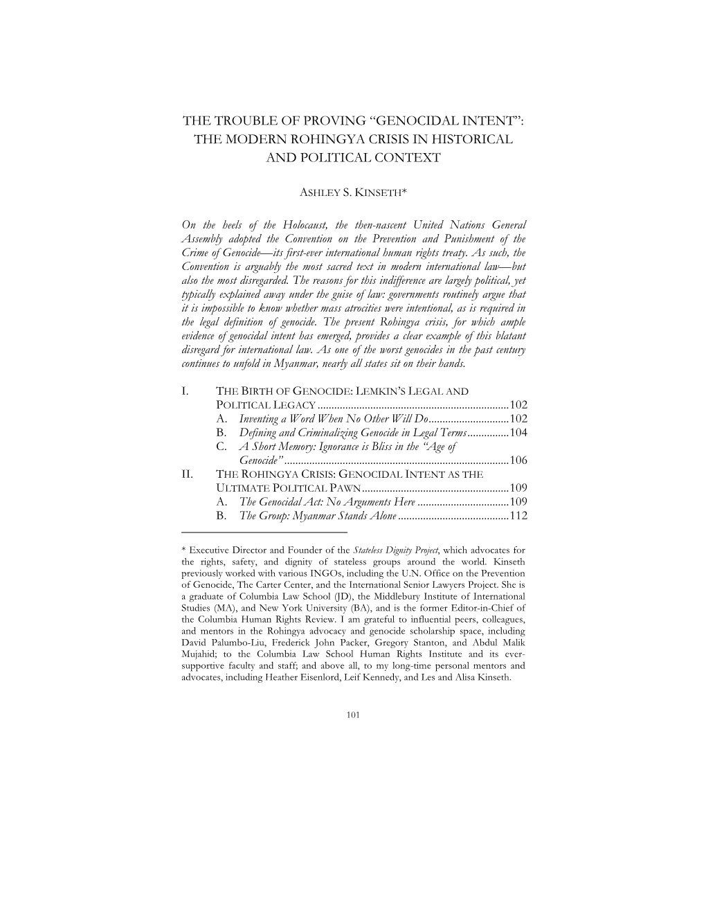 Genocidal Intent”: the Modern Rohingya Crisis in Historical and Political Context