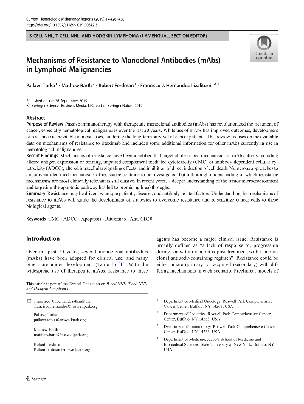 Mechanisms of Resistance to Monoclonal Antibodies (Mabs) in Lymphoid Malignancies