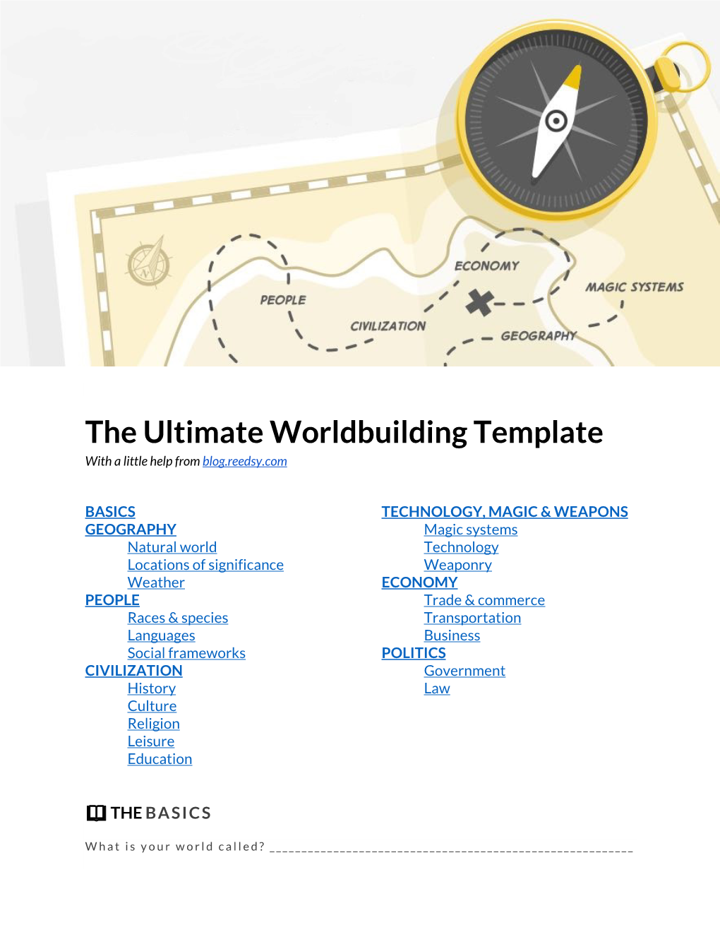 The Ultimate Worldbuilding Template with a Little Help from Blog.Reedsy.Com