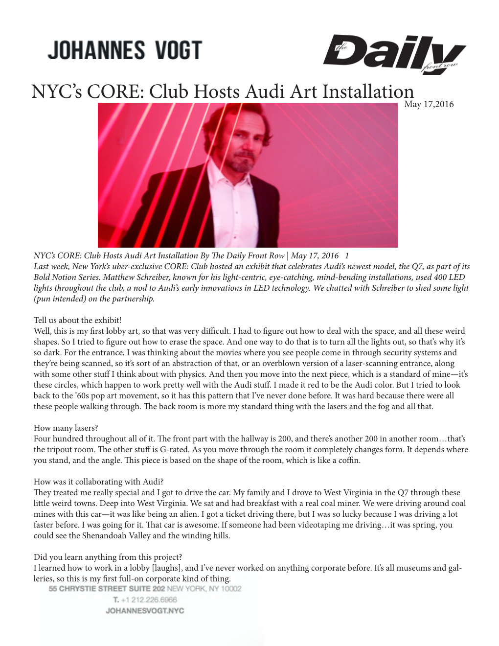 Club Hosts Audi Art Installation May 17,2016