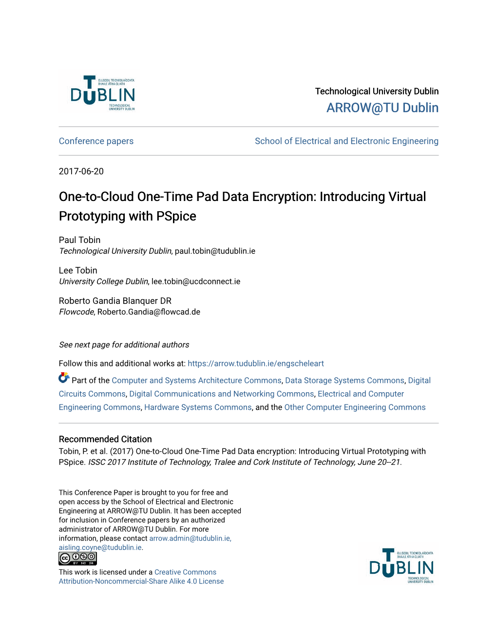 One-To-Cloud One-Time Pad Data Encryption: Introducing Virtual Prototyping with Pspice