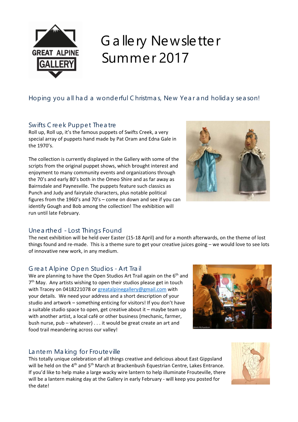 Gallery Newsletter Summer 2017