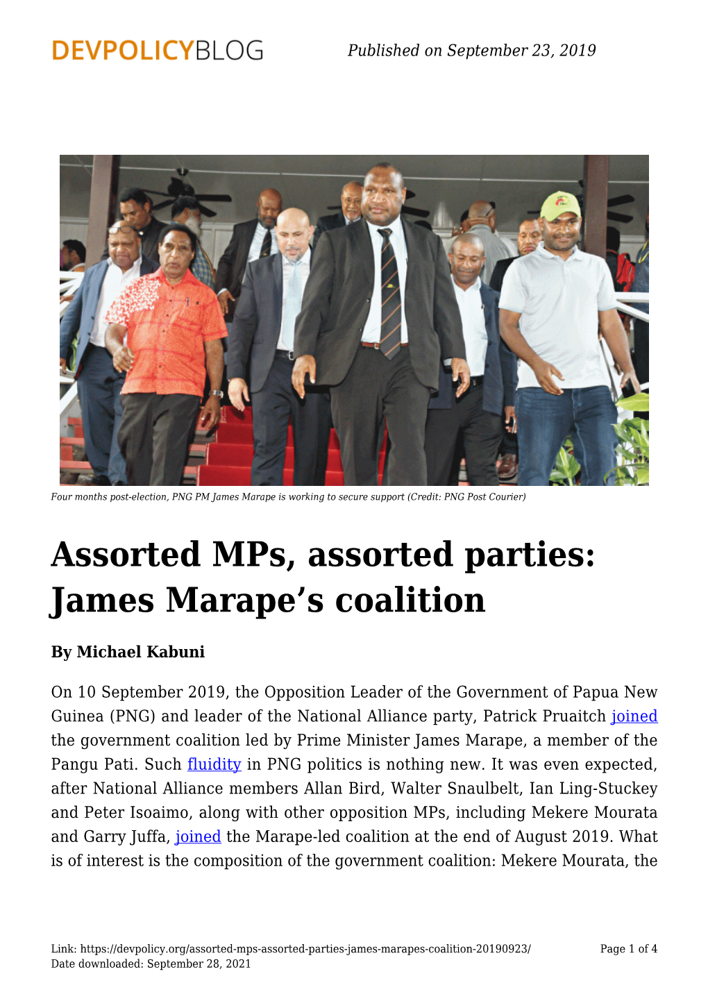Assorted Mps, Assorted Parties: James Marape's Coalition
