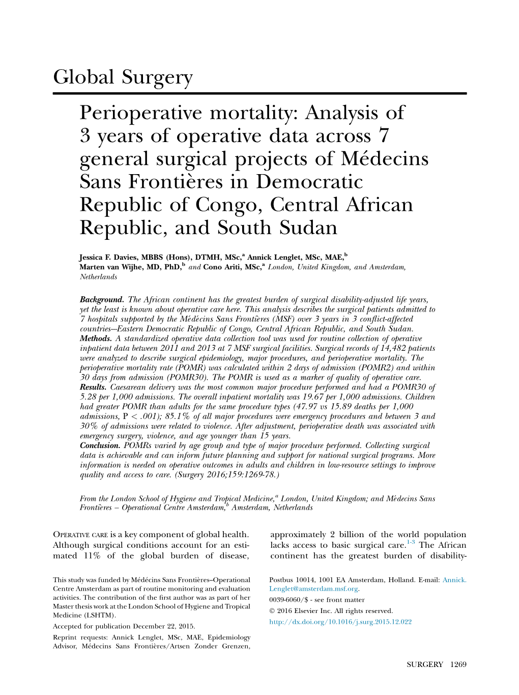 Perioperative Mortality