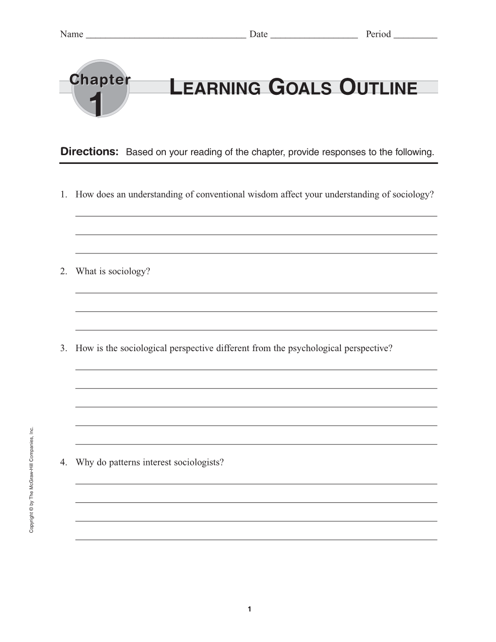 Learning Goals Outline 11