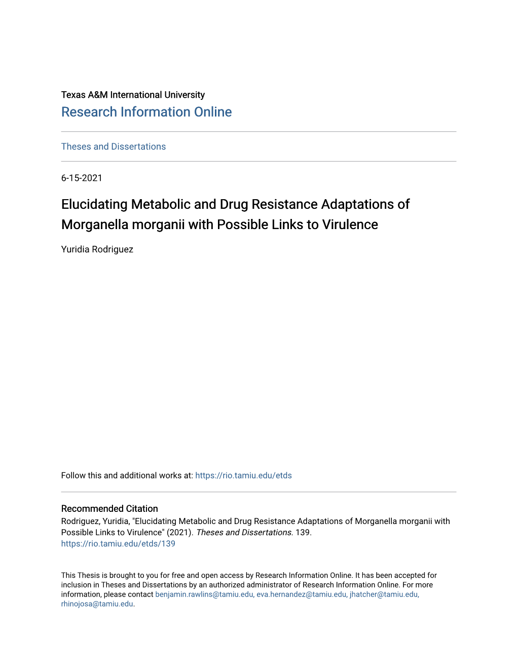 Elucidating Metabolic and Drug Resistance Adaptations of Morganella Morganii with Possible Links to Virulence