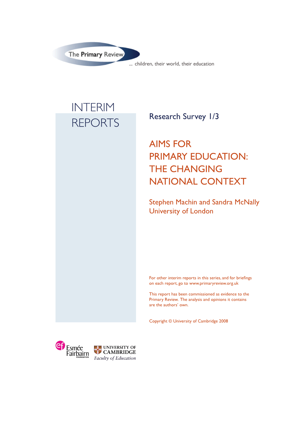 Aims for Primary Education: the Changing National Context