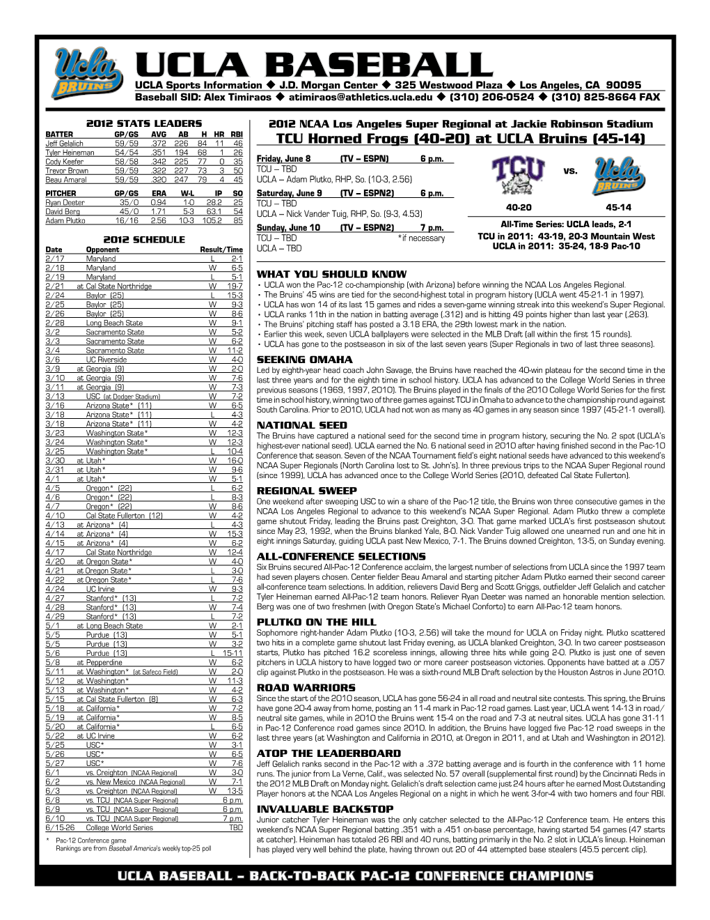 UCLA Baseball UCLA Sports Information U J.D