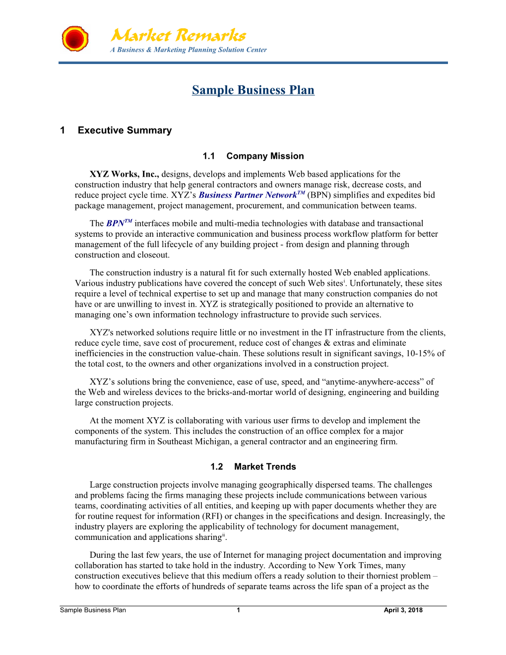 Sample Business Plan s2