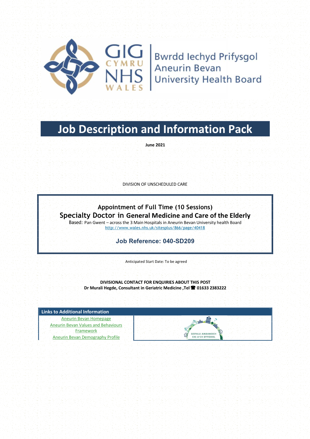 Job Description and Information Pack