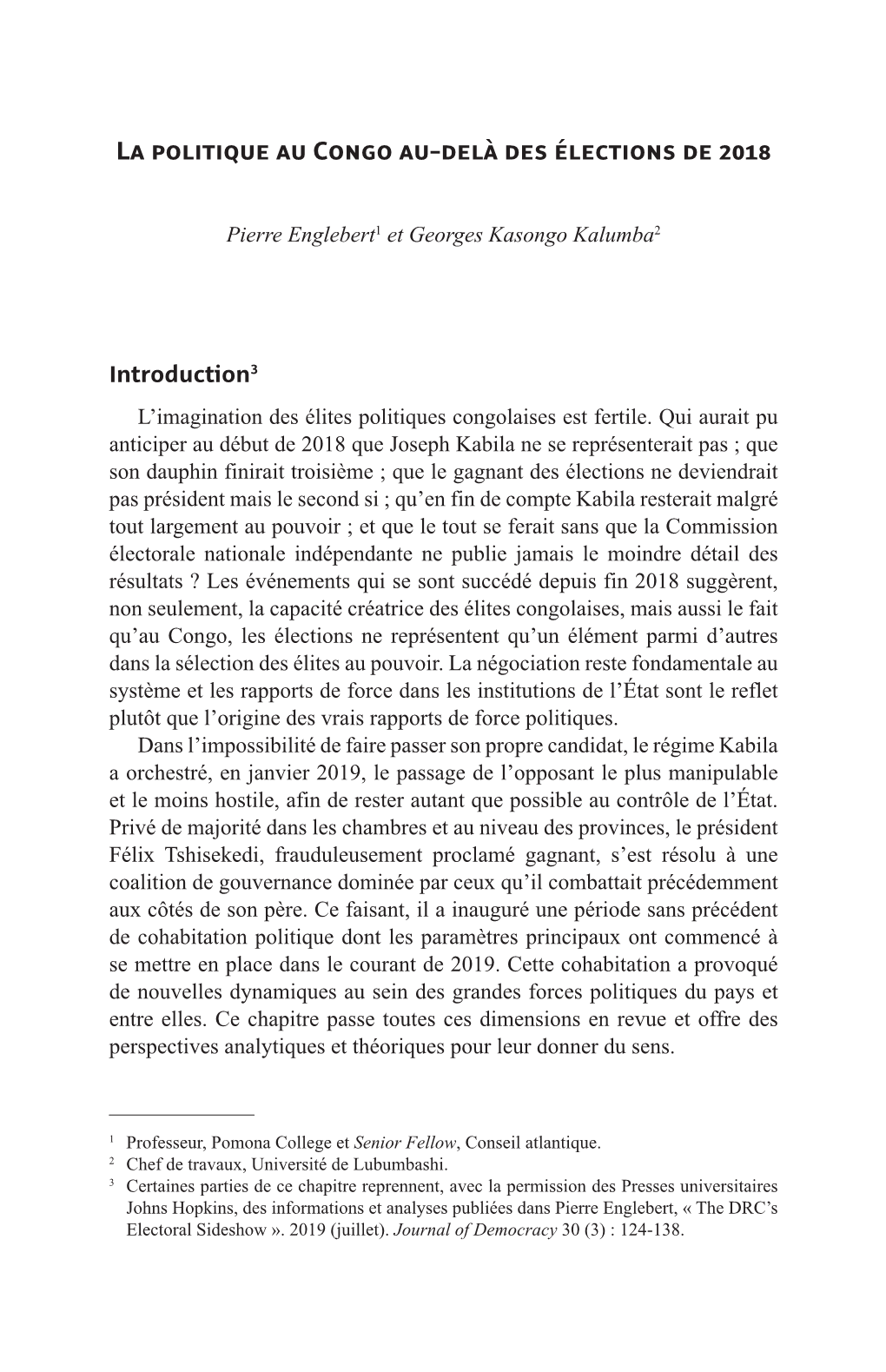 La Politique Au Congo Au-Delà Des Élections De 2018