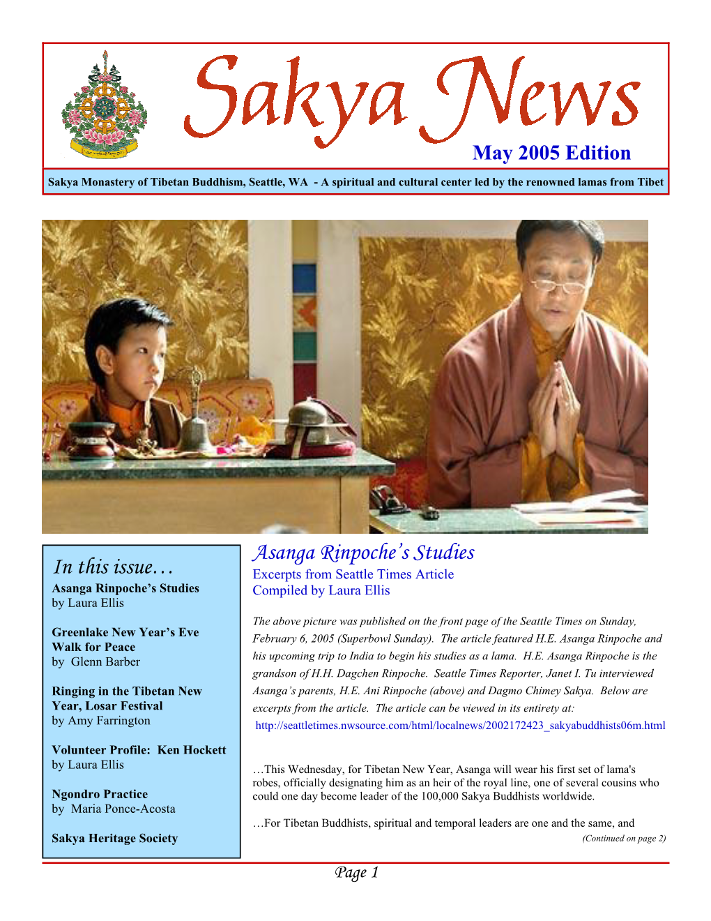 Sakya Newsletter