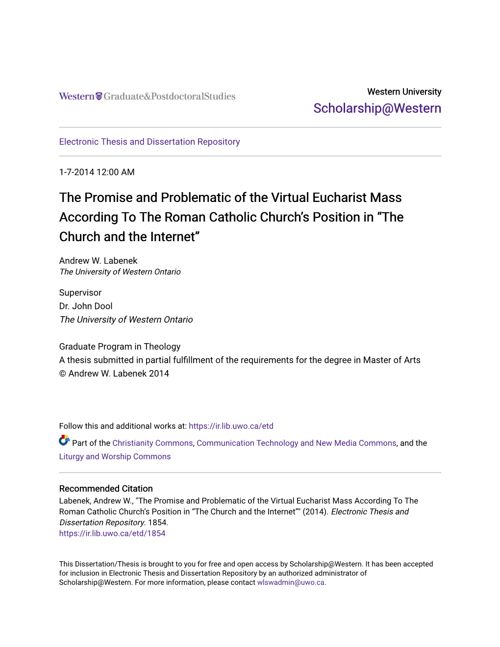 The Promise and Problematic of the Virtual Eucharist Mass According to the Roman Catholic Church’S Position in “The Church and the Internet”