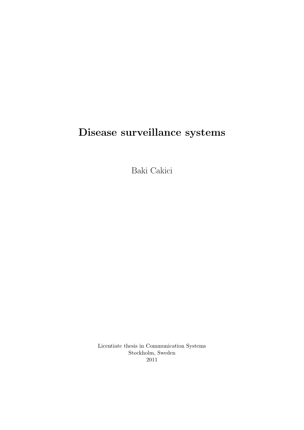 Disease Surveillance Systems